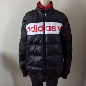 Adidas goose down puffer black jacket coat, size medium
